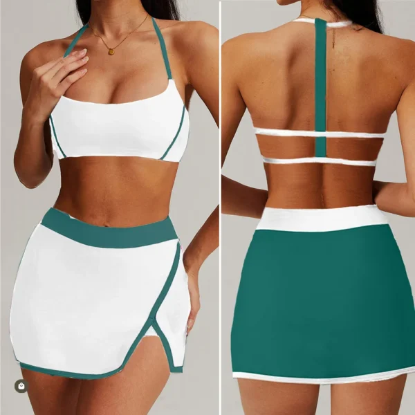 1/2PCS Women Tracksuit Yoga Set Gym Set Bra Sports Short Skirt Workout Sportswear Running Clothing Gym Wear Athletic Sport Suit